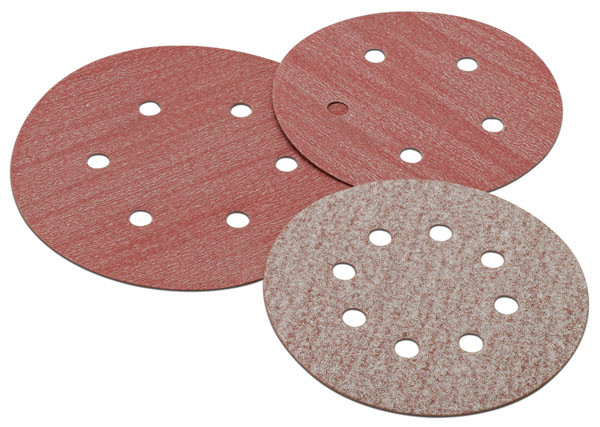 H&L disc, 5", 5 holes, aluminum oxide, premier red, 220 grit, paper, 100 per package