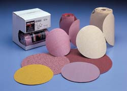 PSA disc, 6", no holes, aluminum oxide, premier red, 80 grit, paper, 100 per roll