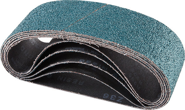 Portable belt, 3" x 21", zirconia, 36 grit, closed coat, resin cloth, Y weight, 5 per package