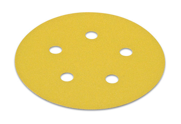 H&L disc, 5", 5 holes, aluminum oxide, gold, 240 grit, paper, 100 per package