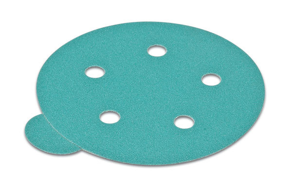 PSA disc, 5", 5 holes, aluminum oxide, 120 grit, filmbac with tabs, 100 per package