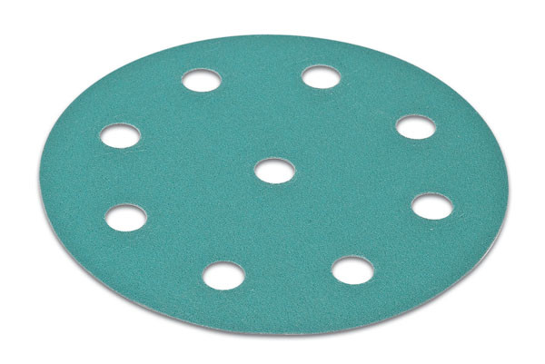 H&L disc, 5", 9 holes, aluminum oxide, 100 grit, filmbac, 100 per package