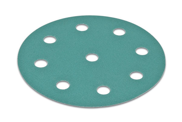 H&L disc, 6", 9 holes, aluminum oxide, 80 grit, filmbac, 100 per package