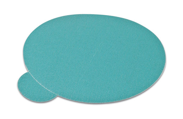 PSA disc, 6", no holes, aluminum oxide, 180 grit, filmbac with tabs, 100 per package