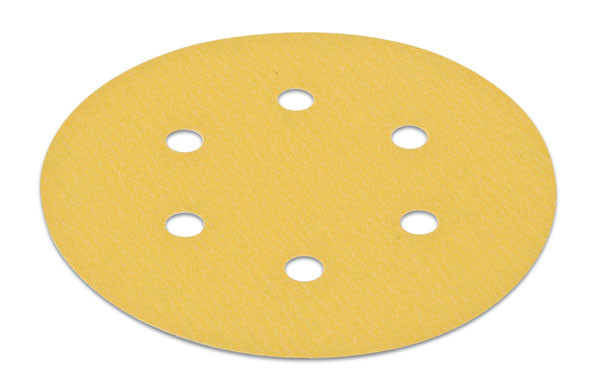 H&L disc, 6", 6 holes, aluminum oxide, gold, 150 grit, paper, 100 per package