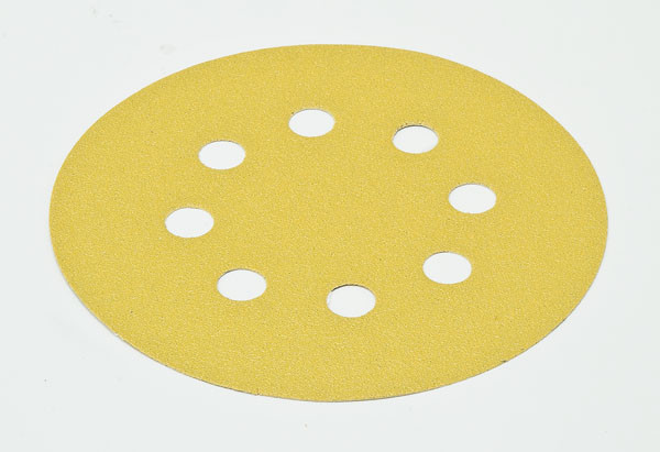H&L disc, 5", 8 hole, aluminum oxide, gold, 80 grit, paper, 100 per package