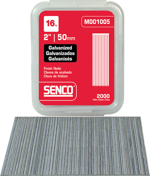 Senco M001003 16 gauge x 1 1/2" T-head straight strip finish nails galvanized