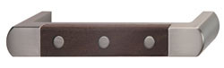 Handle, zinc, stainless steel / walnut, M4, center to center 128mm