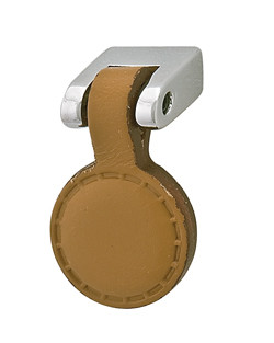 Knob, Bella Italiana, zinc, chrome polished/leather, natural, M4, 39 x 16mm