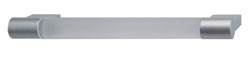 Handle, zinc, aluminum silver colored matt / plastic, transparent, M4, 160mm