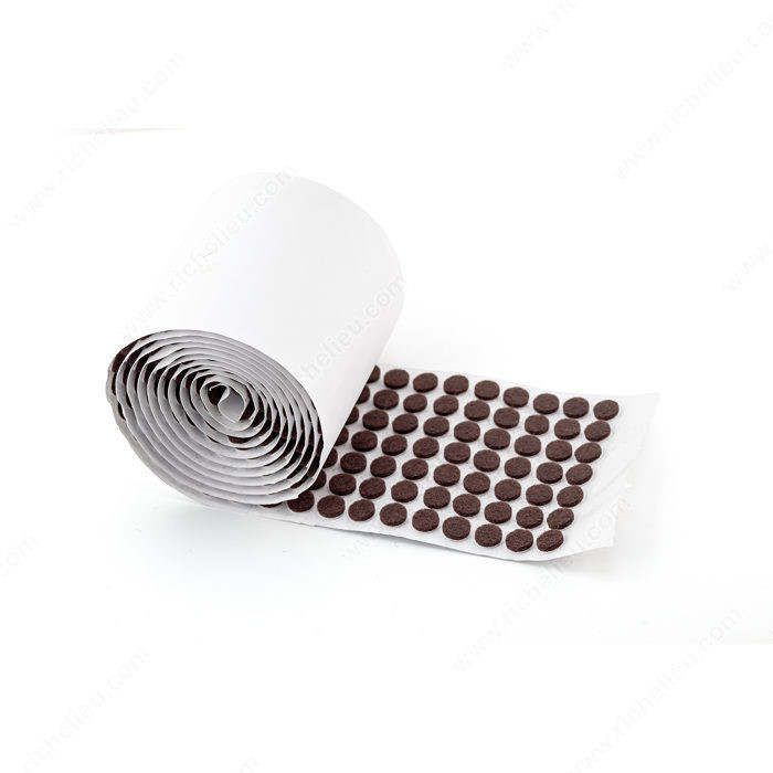 Heavy-Duty Self-Adhesive Felt Pads 3/8 - rounds (1000), Felt self- adhesive bumper silencing pads., Finish Brown