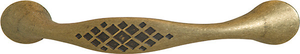 Handle, zinc, antique brass, M4, center to center 128mm