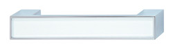 Handle, zinc, polished chrome/glass, white, M4, center to center 128mm
