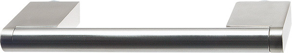 Handle, zinc, nickel matt / stainless steel, M4, center to center 96mm