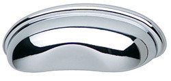 Handle, zinc, chrome polished, M4, center to center 64mm