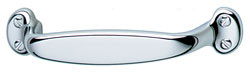 Handle, zinc, chrome polished, M4, center to center 96mm