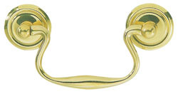 Handle, brass, polished, 8-32, center to center 3"