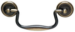 Handle, zinc, antique english, 8-32, center to center 4"