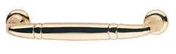 Handle, zinc, brass-plated polished, M4, center to center 96mm