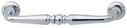 Handle, brass, chrome polished, M4, center to center 96mm