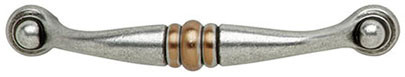 Handle, zinc, antique pewter / copper, M4, center to center 96mm