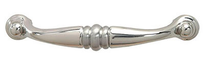 Handle, zinc, polished / brushed nickel, M4, center to center 96mm
