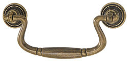 Drop Handle, zinc, antique bronze, M4, center to center 96mm