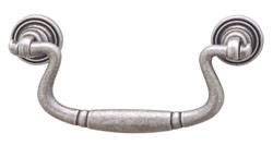 Drop Handle, zinc, pewter, M4, center to center 96mm