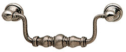 Handle, Bordeaux, iron, pewter, M4, center to center 96mm