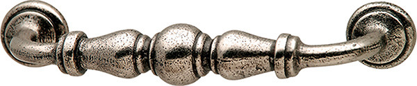 Handle, Bordeaux, iron, pewter, M4, center to center 3"