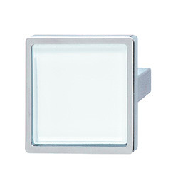 Handle, zinc, polished chrome/glass, white, M4, 40mm