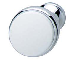Knob, zinc, chrome polished / white, M4, 34 x 27mm