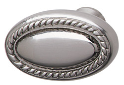 Knob, brass, nickel brushed, M4, 33 x 26mm