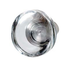 Knob, glass, clear / stainless steel matt, M4
