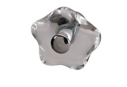 Knob, glass, clear / brass chrome polished, M4
