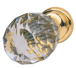 Knob, zinc, gold colored polished / crystal, M4, 30mm