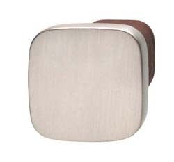 Knob, zinc, brushed nickel / leather, chestnut, M4, 24 x 22mm