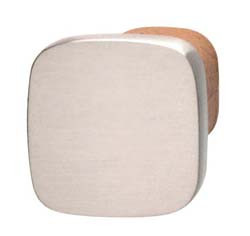 Knob, zinc, brushed nickel / leather, toffee, M4, 24 x 22mm