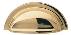 Shell Handle, brass, polished, M4, center to center 76mm