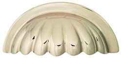 Shell Handle, brass, polished nickel, M4, center to center 76mm