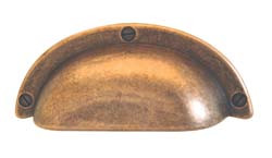 Handle, brass, copper finish, M4, center to center 64mm