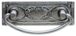 Handle, brass, pewter, M4, center to center 64mm