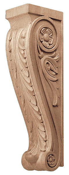 Corbel, acanthus, cherry, 3 x 13 3/8 x 4 1/4"