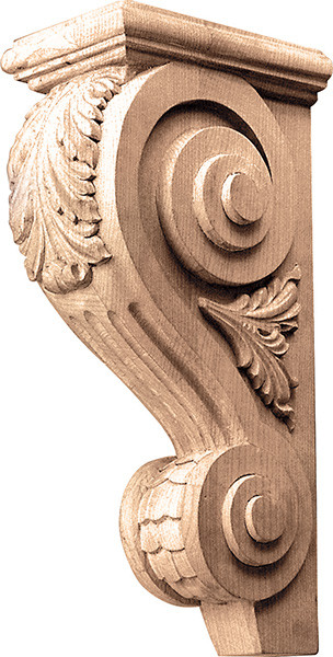 Corbel, acanthus, cherry, 3 5/8 x 12 x 6 1/4"