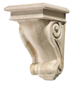 Corbel, rosette, maple, 5-3/4" x 9"