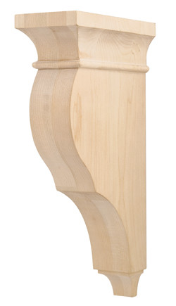 Corbel, traditional, birch, 3 x 12"