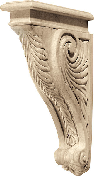 Corbel, acanthus, red oak, 2 7/8 x 13"