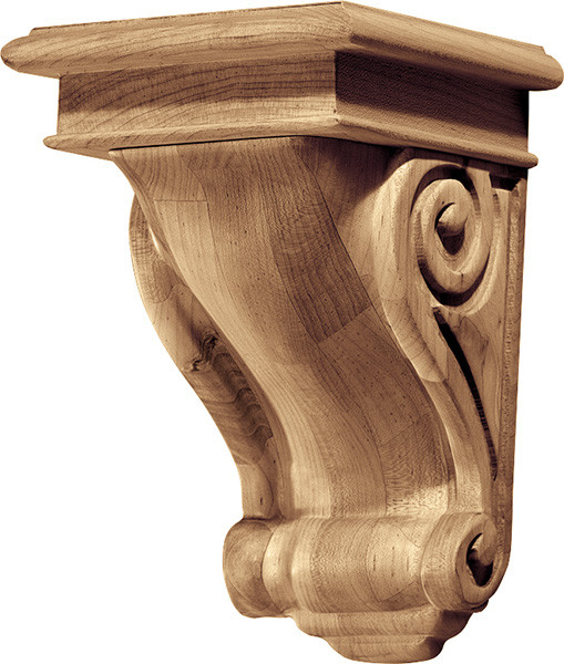 Corbel, rosette, cherry, 5-3/4" x 9"