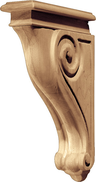 Corbel, rosette, cherry, 2-7/8" x 13"