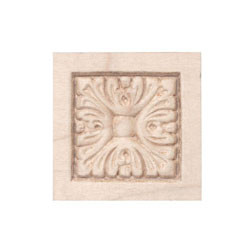 Ornament, acanthus, maple, 1 7/8 x 1 7/8 x 3/8"